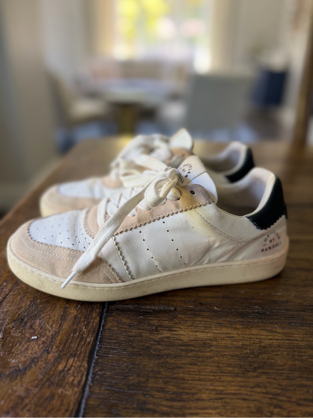 Loeffler Randall White, Beige & Black Low-Top Sneakers